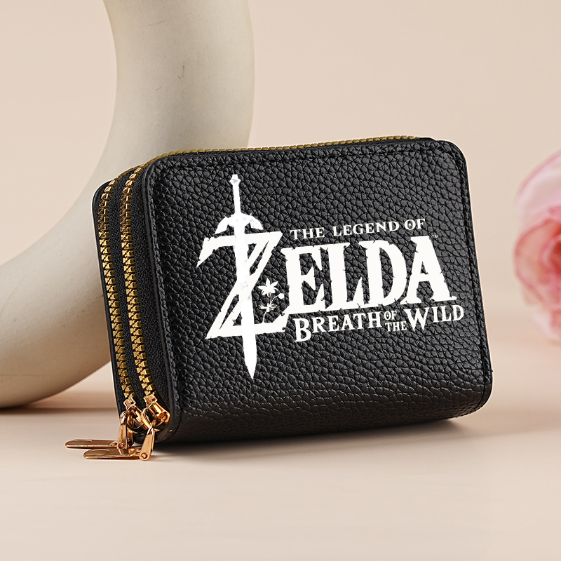 Gaming Console Zelda - ゼルダ財布アニメゲームキャラクタープリント財布ファッションキー収納袋ジッパー小銭入れ多目的財布誕生日プレゼント