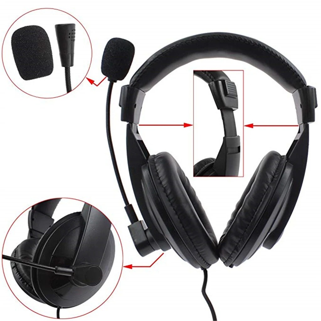 Gaming Headset Wired - ノイズキャンセルオーバーヘッドフォン、マイク付き、プロのゲーミングワイヤードヘッドセット、2ピンイヤホン