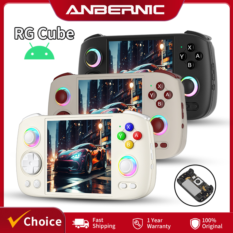 Gaming Console Cube - Anbernic RG Cube携帯ゲーム機 3.95インチIPSタッチスクリーン RGB照明 ジョイスティック