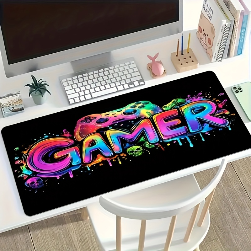 Gaming Console With Keyboard - VIKAMA E-Sports カラフルなゲームコンソールプリントゲーミングマウスパッドぬいぐるみデスクマットゲーミングマットラップトップキーボードゲーミングルームギフト