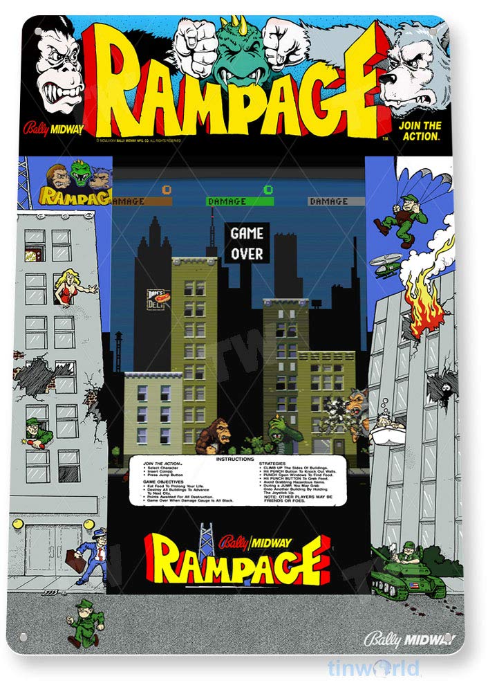 TIN SIGN Rampage Arcade Sign G - Gaming Console Shop のレビューと価格