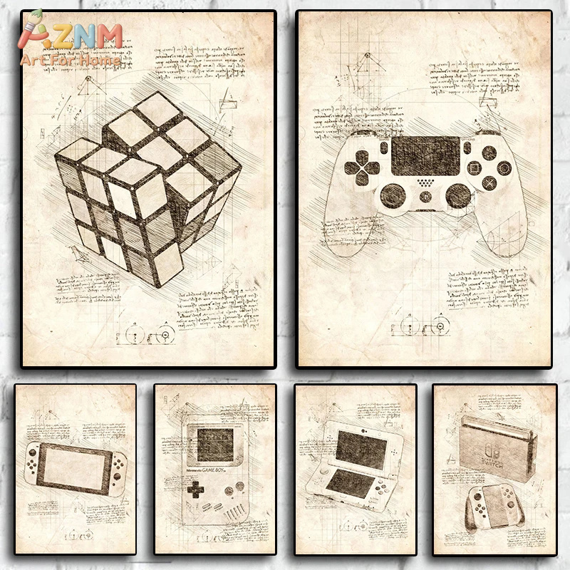 AZNM ヴィンテージ ブループリント ゲーミング キャンバ - Gaming Console Cube のレビューと価格