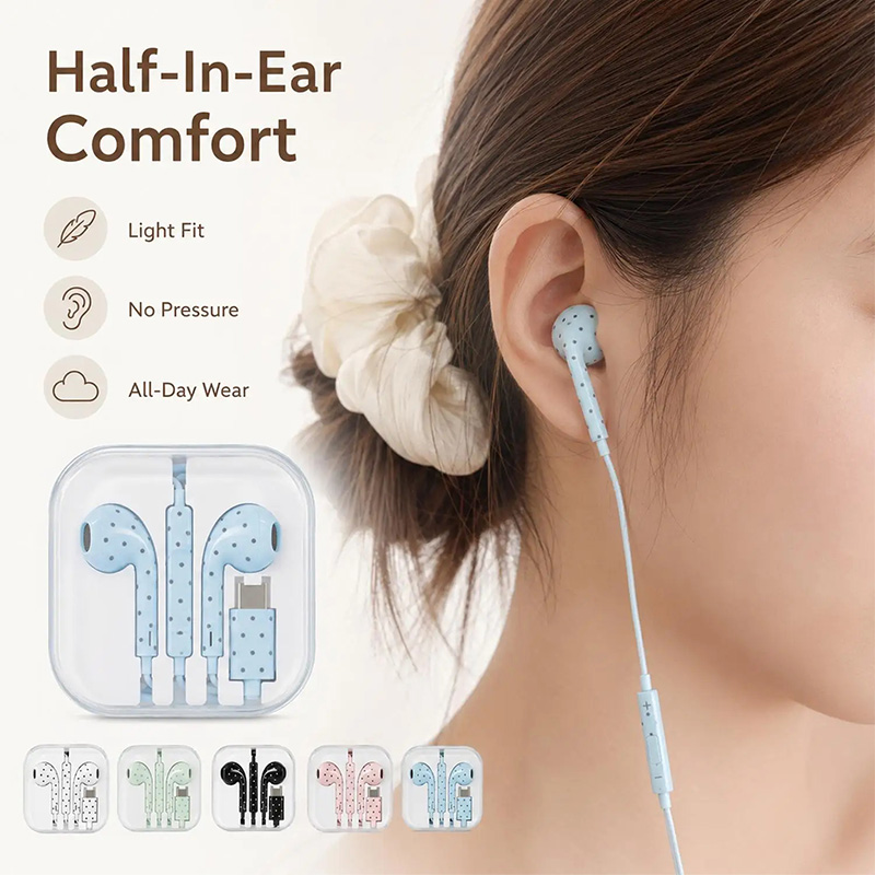 かわいい水玉模様のスター型Cタイプイヤホン、Mi、iPhon - Gaming Headset Wired のレビューと価格