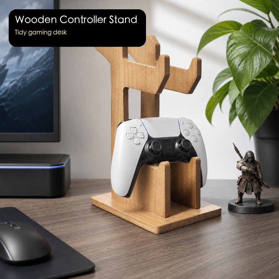木製ゲームコントローラー展示棚 デュアルデスクトップゲーミン - Gaming Console Organizer のレビューと価格
